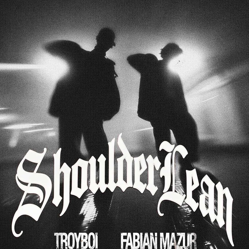 Silhouettes of Troyboi and Fabian Mazur with "Shoulder Lean" in bold letters below.
